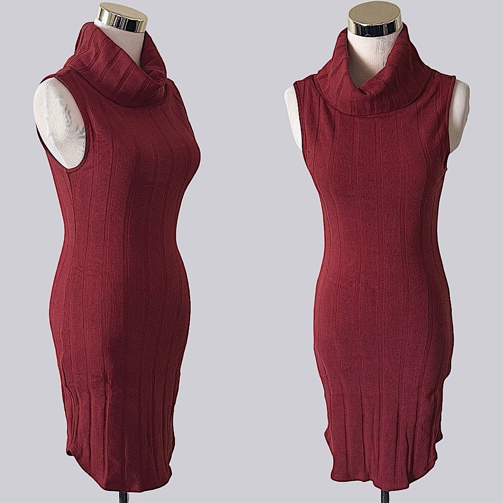 Cowl Neck Sleeveless Sweater Dress